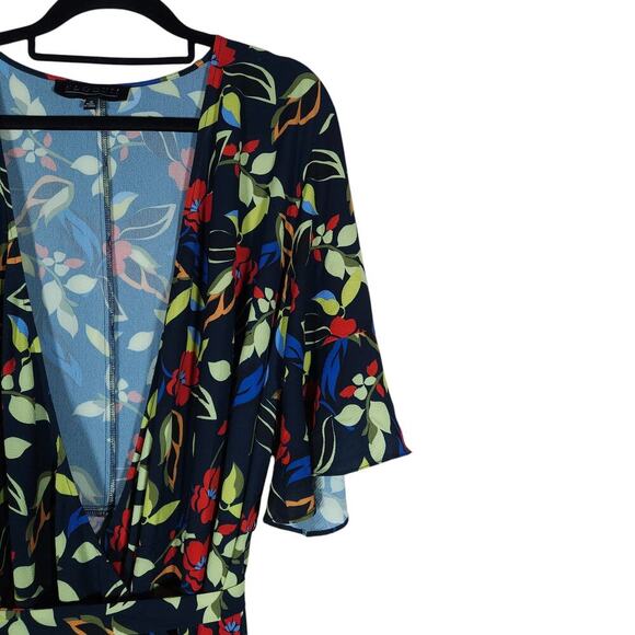 Eloquii Womens Maxi Dress 18 Floral Wrap Boho Ruffle V Neck Tie Waist Flowy Chic - Picture 2 of 14